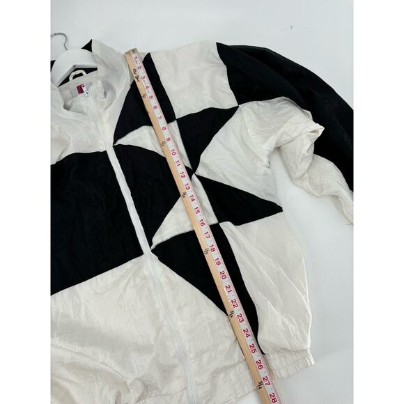 Active Exposure Vintage Jacket Mens XL White Black Windbreaker Geometric Sheer - Picture 15 of 16